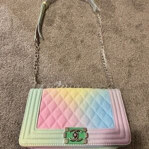 Pastel Quilted Chain Shoulder Bag